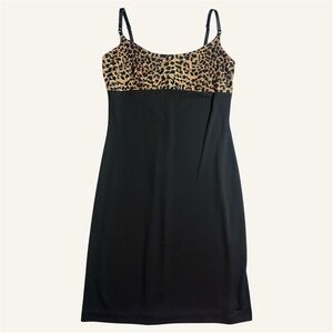 Y2K Rampage Leopard Print and Black Bodycon Dress